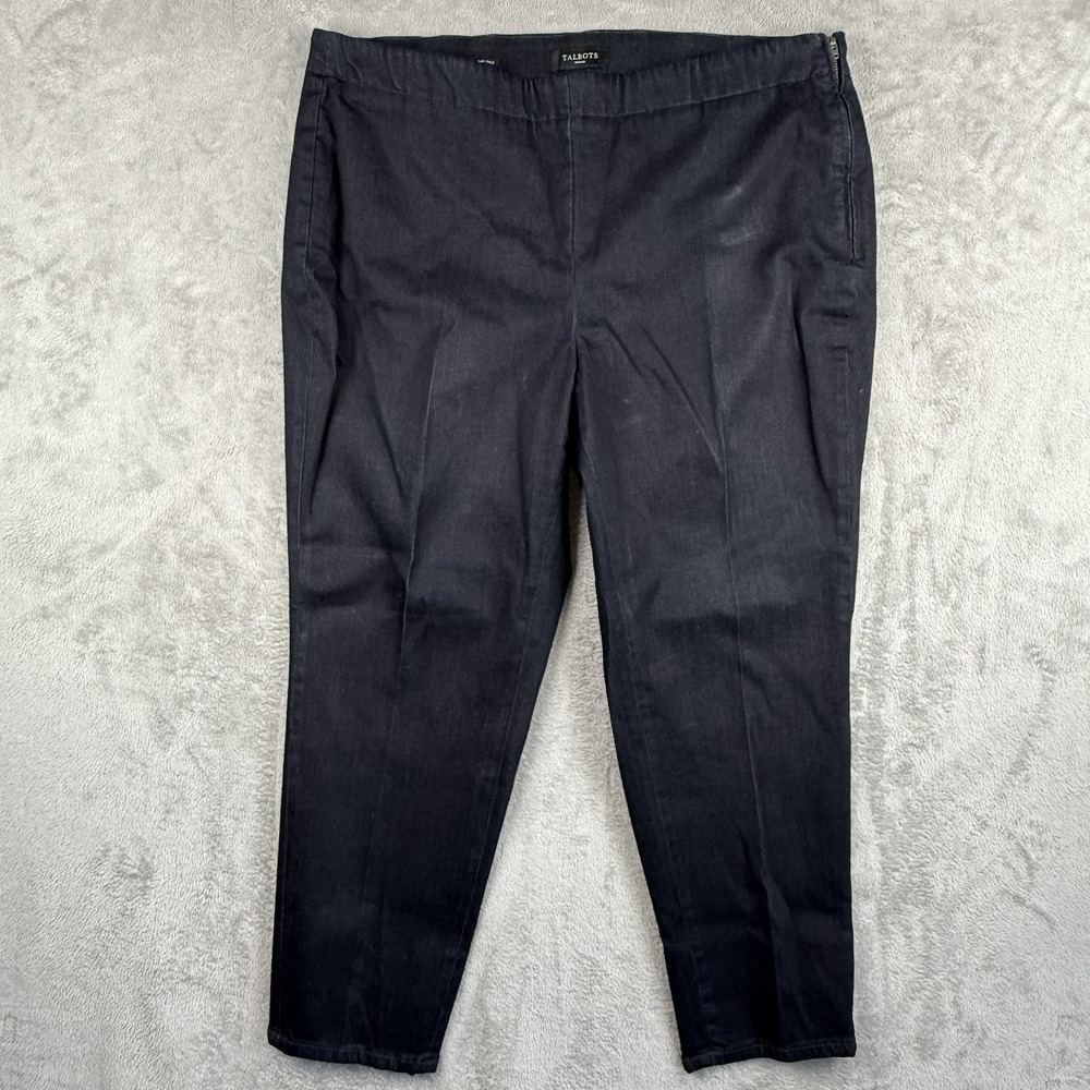 Talbots High Waist Pleated Ankle Slim‎ Ankle Jean Pants Women 20W Dark Wash NWT